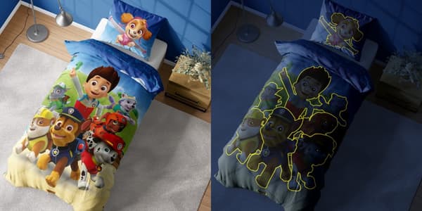 Sängkläder som lyser i mörkret 160x200 PAW PATROL Valpar