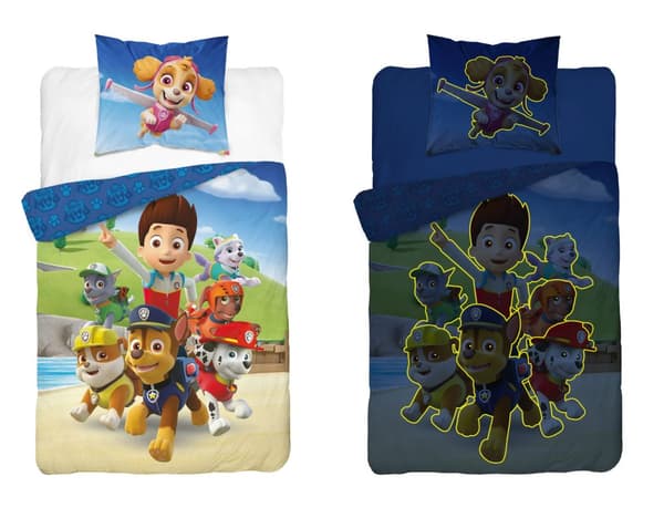 Sängkläder som lyser i mörkret 160x200 PAW PATROL Valpar