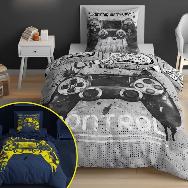 Sängkläder Glow in the Dark 160x200 Gamer Pad för konsolspel