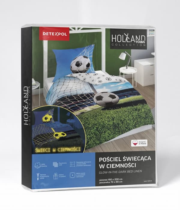 Sängkläder som lyser i mörkret 140x200 målfältboll
