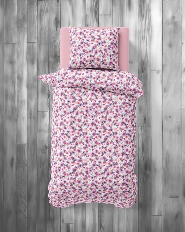 Barnsängkläder 140x200 Fjärilar i rosa blommor XOXO Dreams