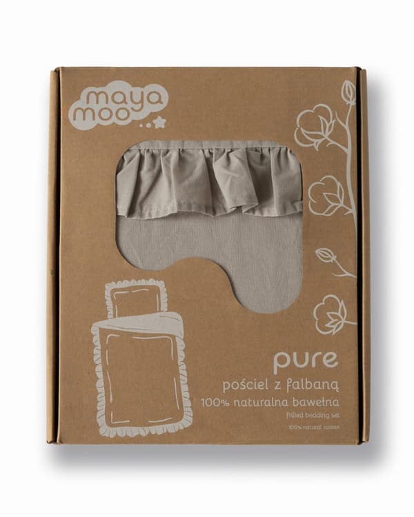 Babysängkläder med volanger 100x135 bomull 2-delat mörkbeige taupe