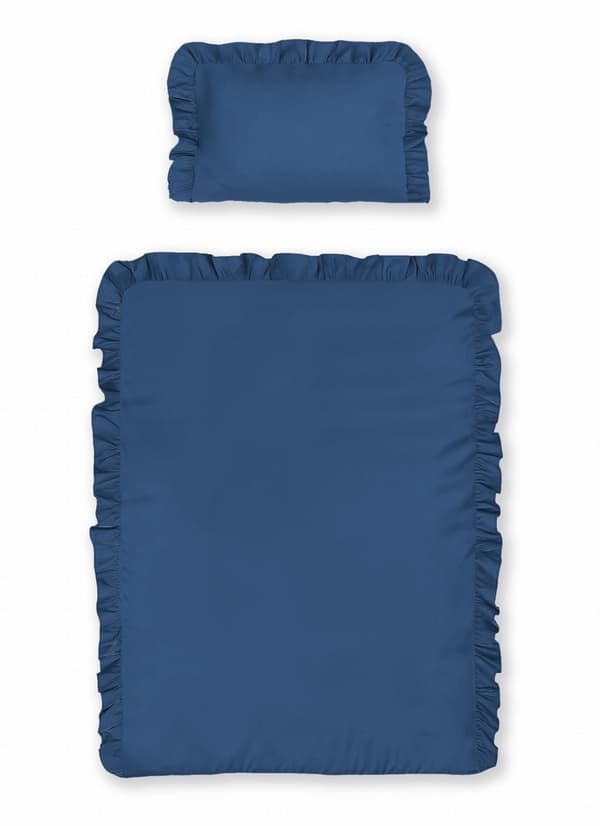 Babysängkläder med volanger 90x120 bomull 2-delat marinblå denim
