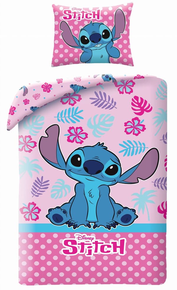 Bomuldssengetøj 140x200 Lilo and Stitch Ungdom pink