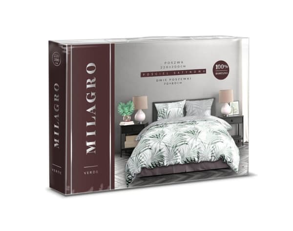 Satinsängkläder 160x200 Milagro Löv Blommor Mintgrön