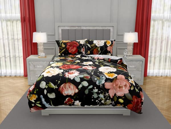 Satin Sengetøj 140x200 Digitaltrykte Noble Blomster