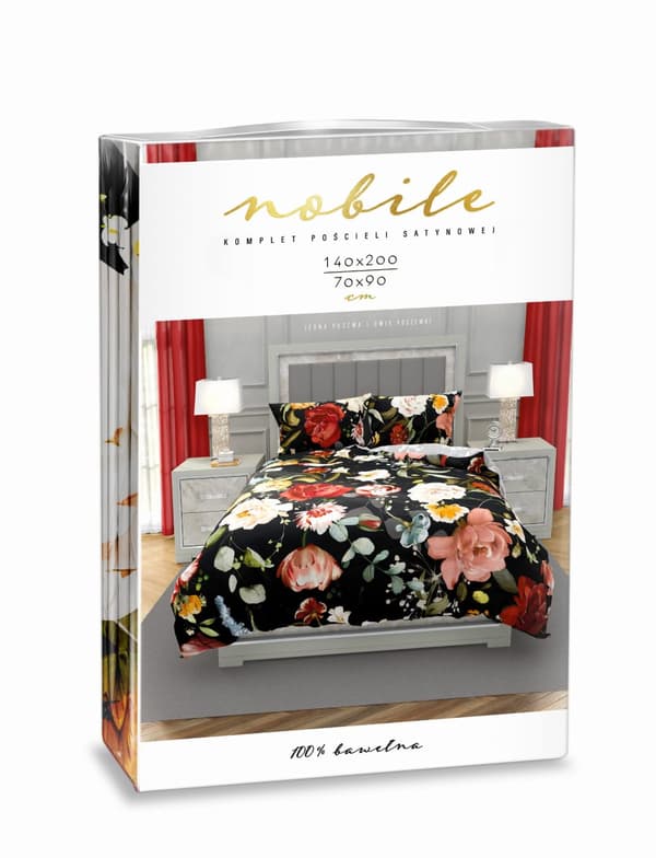 Satin Sengetøj 140x200 Digitaltrykte Noble Blomster