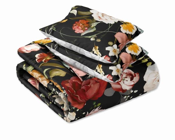 Satin Sengetøj 140x200 Digitaltrykte Noble Blomster