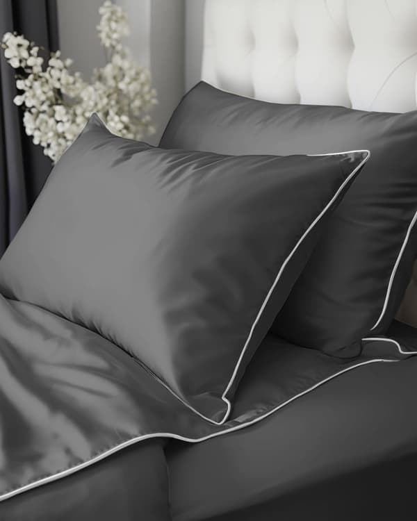 Puhdas puuvilla Makosatin -vuodevaatteet 180x200 harmaa premium