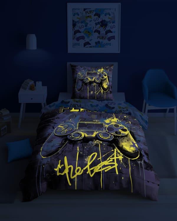 Sängkläder Glow in the Dark 140x200 Gamer Pad för konsolspel