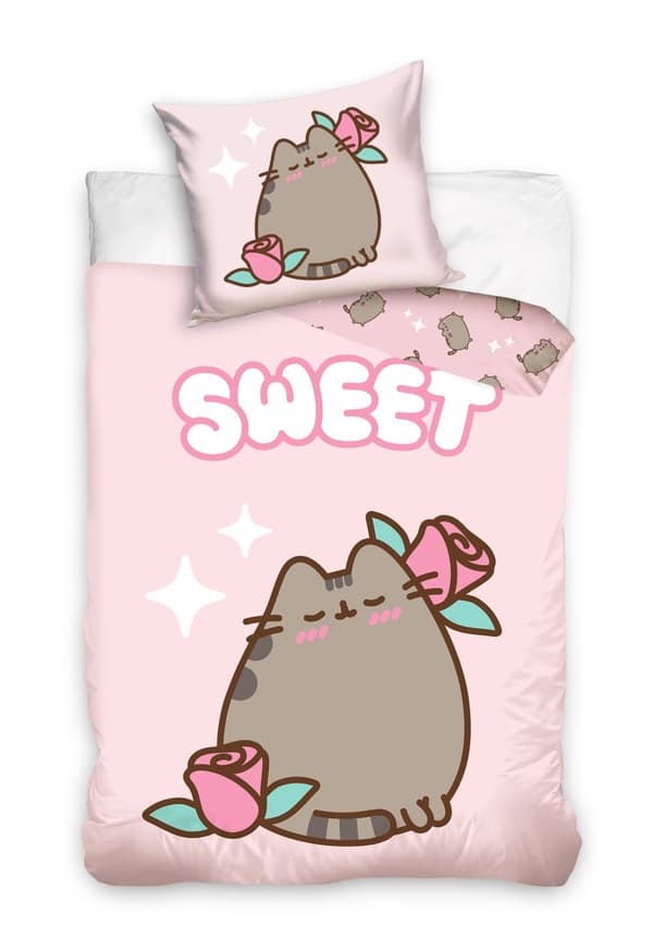 Puuvillainen vuodevaate 140x200 Pusheen So Sweet Rose