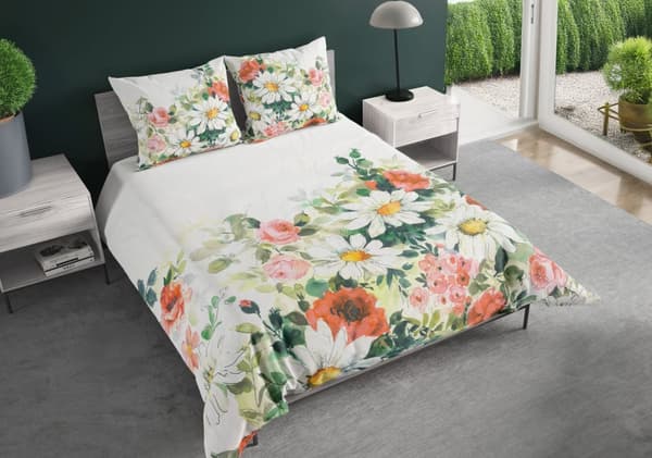 Satiinivuodevaatteet 160x200 Digitaalisesti painettu Nobile Flowers Monivärinen kukkaniitty