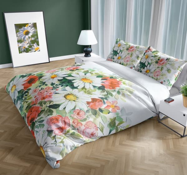 Satiinivuodevaatteet 160x200 Digitaalisesti painettu Nobile Flowers Monivärinen kukkaniitty