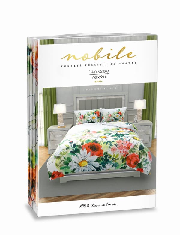 Satiinivuodevaatteet 160x200 Digitaalisesti painettu Nobile Flowers Monivärinen kukkaniitty