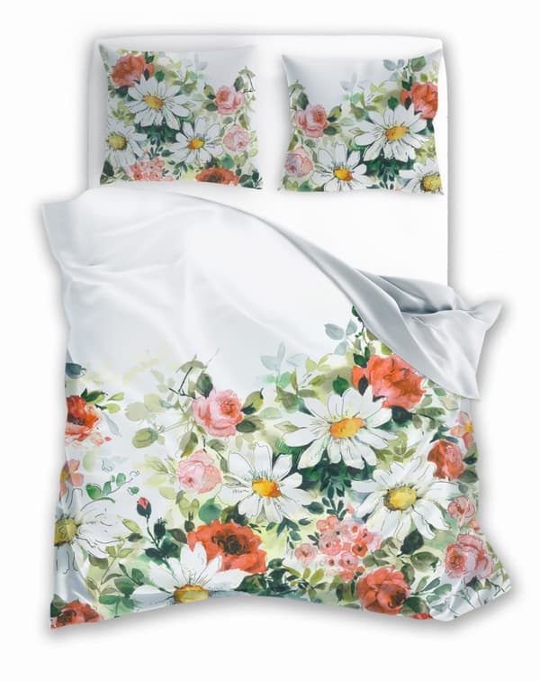 Satiinivuodevaatteet 160x200 Digitaalisesti painettu Nobile Flowers Monivärinen kukkaniitty
