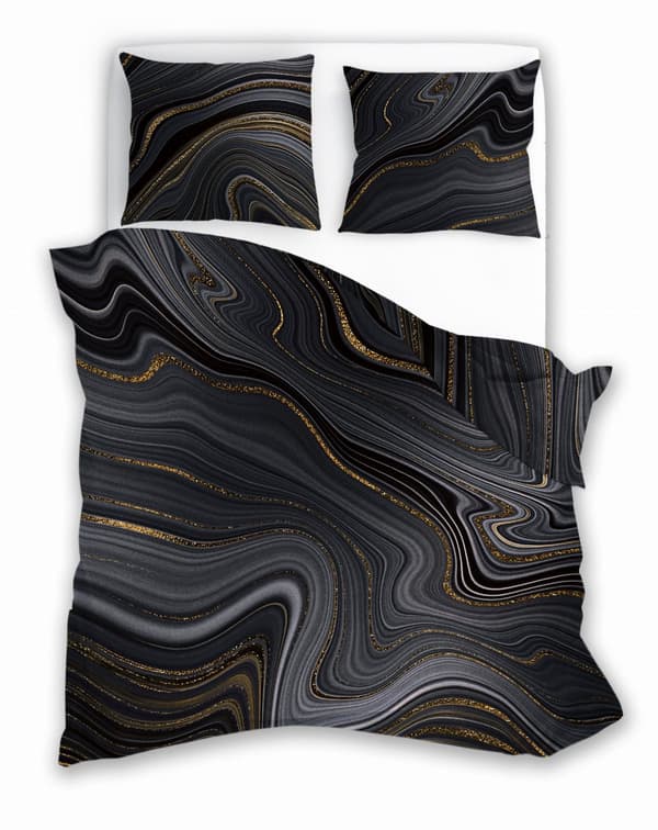 Satin Sengetøj 160x200 Digitaltrykt Nobile Marmor Grafit