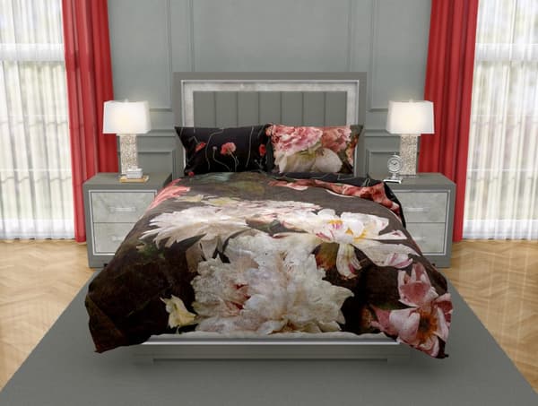 Satin Sengetøj 160x200 Digitaltrykte Noble Blomster
