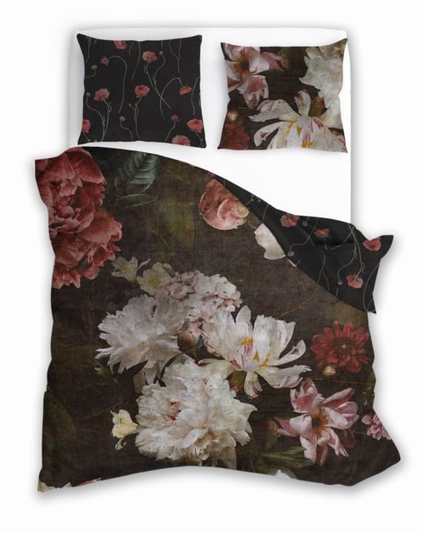 Satin Sengetøj 160x200 Digitaltrykte Noble Blomster