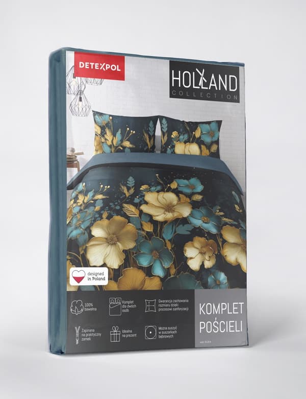 Hollandsk Sengetøj 160x200 Blomster Farverige Hollandsk Turkis Premium