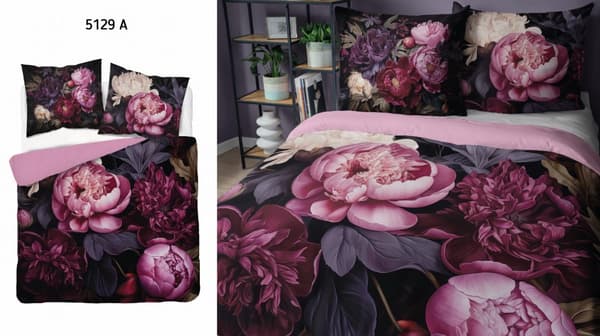 Hollandsk sengetøj 220x200 Lilla blomster Holland Premium