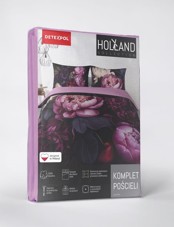Hollandsk sengetøj 220x200 Lilla blomster Holland Premium
