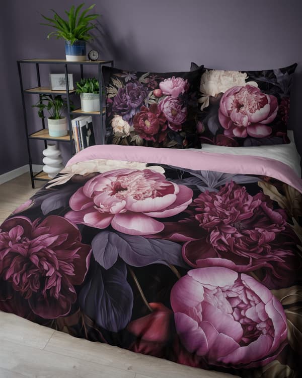 Hollandsk sengetøj 220x200 Lilla blomster Holland Premium