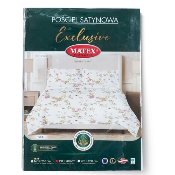 Satin Sengetøj 160x200 EKSKLUSIVT Blade og Blomster Forår