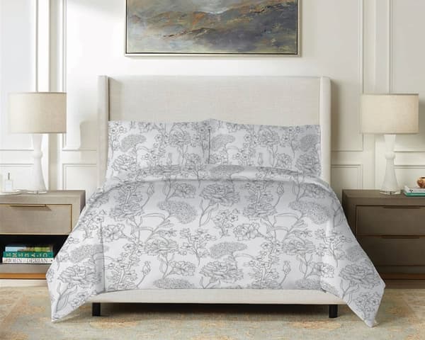 Satiinivuodevaatteet 160x200 EXCLUSIVE Flowers in Gray Spring