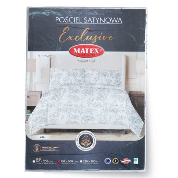 Satiinivuodevaatteet 160x200 EXCLUSIVE Flowers in Gray Spring