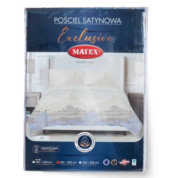 Satiinivuodevaatteet 160x200 EXCLUSIVE Geometrinen beigen sävyissä Kevät