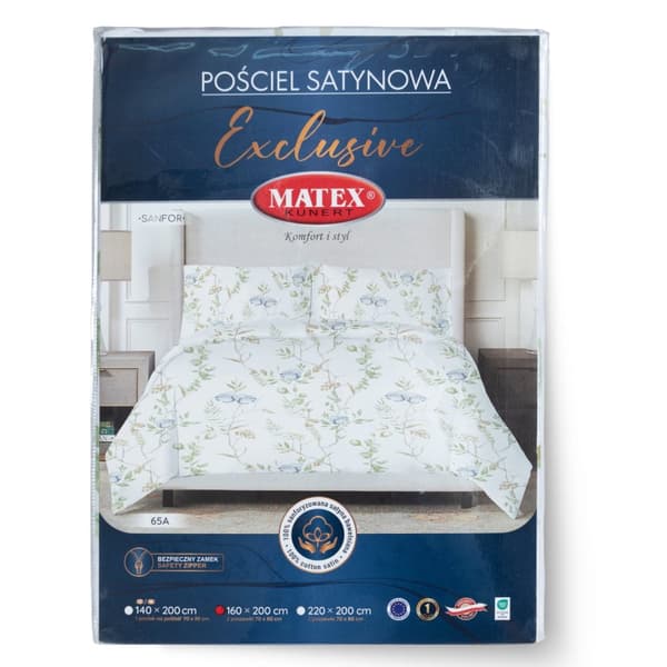 Satinsängkläder 160x200 EXKLUSIVT Ljusblommig vårmönstrad i gröna nyanser