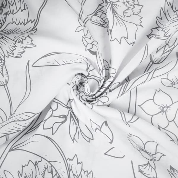 Satinsängkläder 220x200 EXKLUSIVT Blommor i grå vår