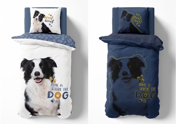 Border Cola Självlysande Sängkläder 160x200 Hund
