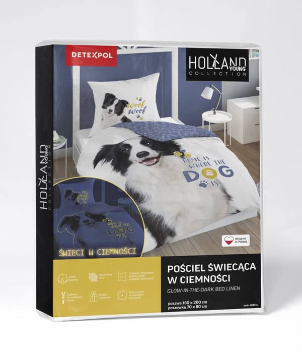 Border Cola Självlysande Sängkläder 160x200 Hund
