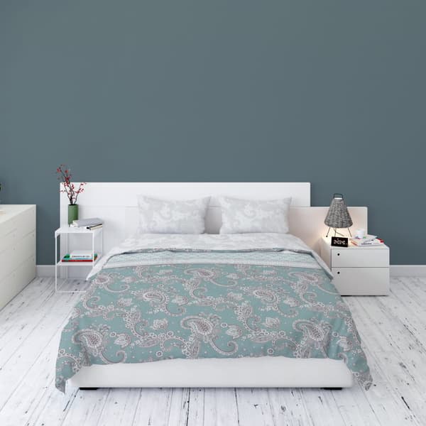Flannel Sengetøj 220x200 Turkis Mint Lys