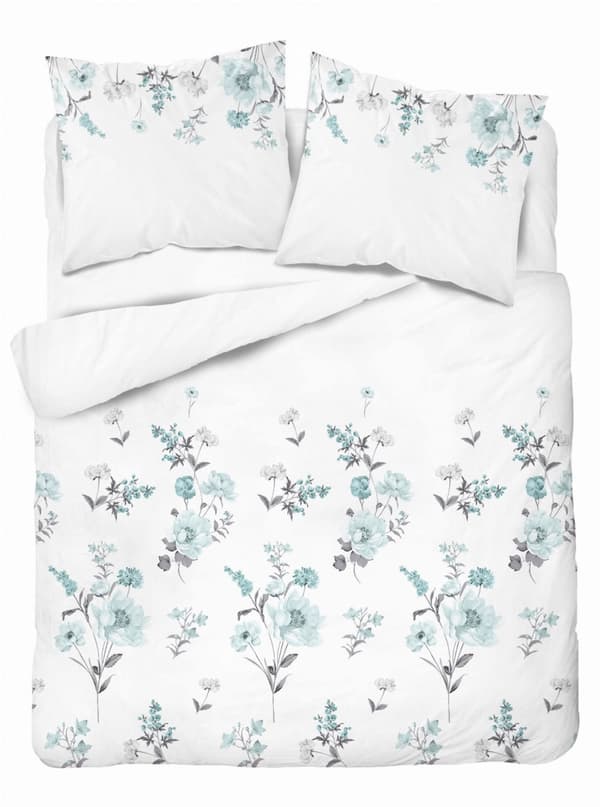 Satin Sengetøj 220x200 Blomster Grøn