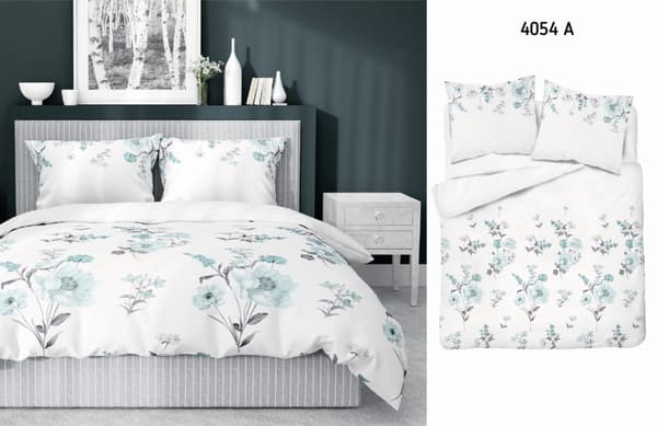 Satin Sengetøj 160x200 Blomster Grøn