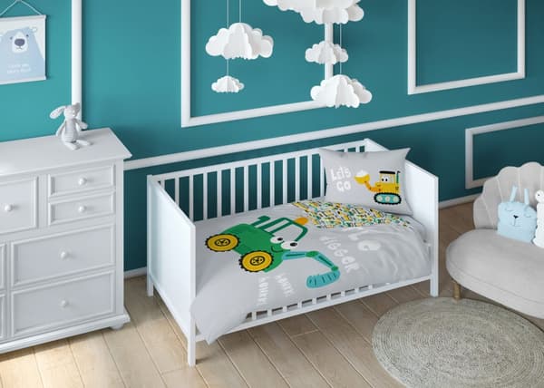 Babysängkläder 90x120 Grävmaskin BOMULL