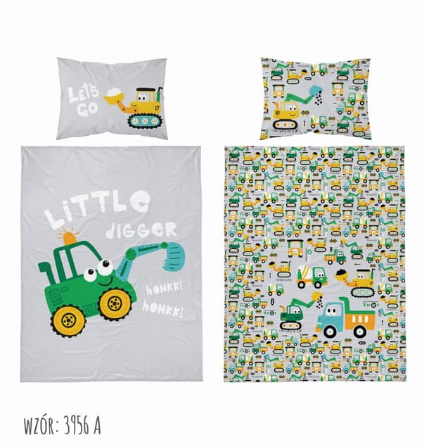 Babysängkläder 90x120 Grävmaskin BOMULL