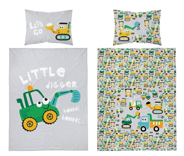 Babysängkläder 90x120 Grävmaskin BOMULL