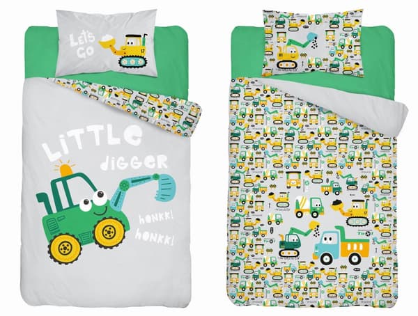 Babysängkläder 90x120 Grävmaskin BOMULL