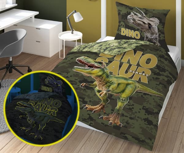 Sängkläder Dinosaurie som lyser i mörkret 160x200