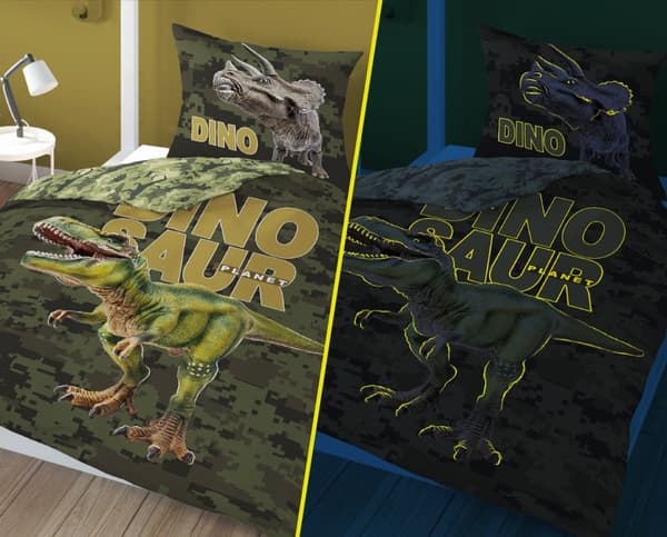 Sängkläder Dinosaurie som lyser i mörkret 160x200