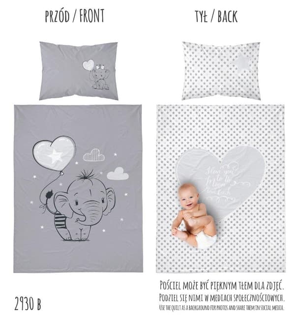 Babysängkläder 90x120 Elefant BOMULL