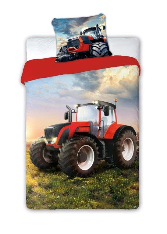 Barnsängkläder Traktor Röd 140X200 Bomull