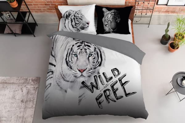 Bomullssängkläder Tiger Vit 220x200 Holland Natura