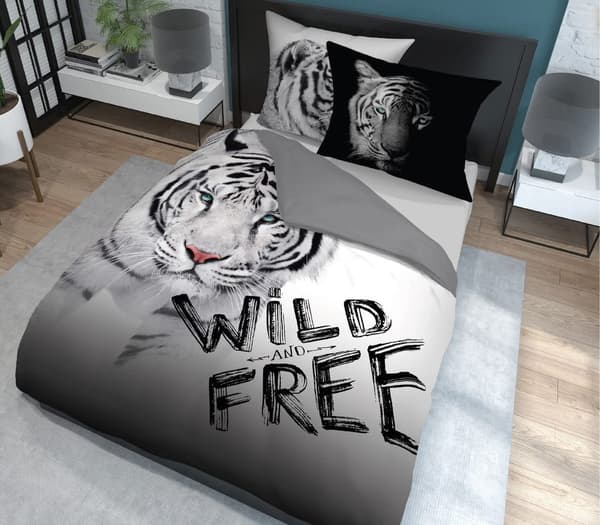 Bomullssängkläder Tiger Vit 220x200 Holland Natura