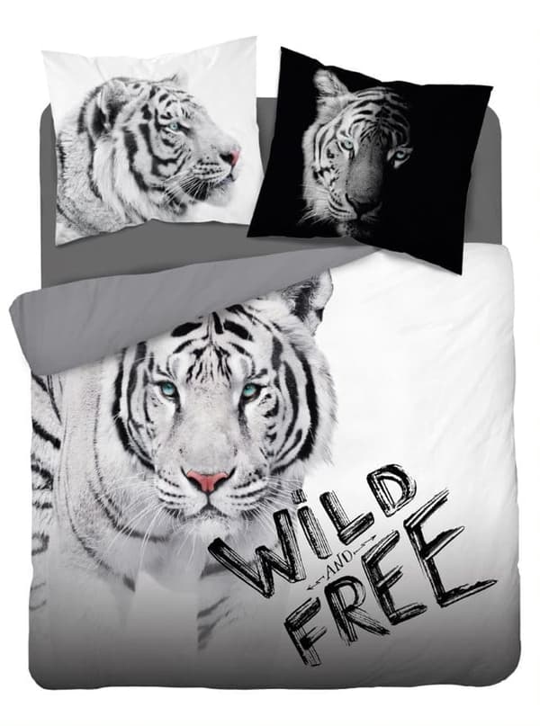 Bomullssängkläder Tiger Vit 220x200 Holland Natura