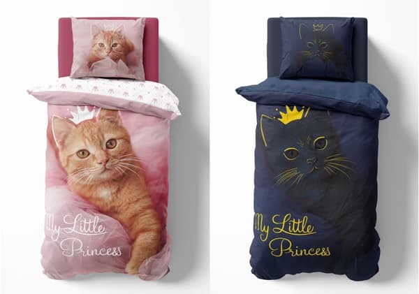 Sängkläder Självlysande Katt Prinsessa 140x200