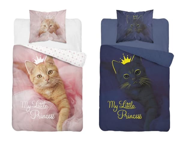Sängkläder Självlysande Katt Prinsessa 140x200